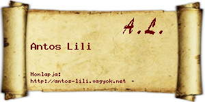 Antos Lili névjegykártya